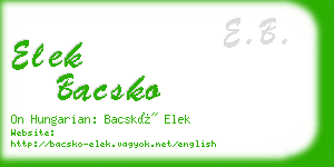 elek bacsko business card